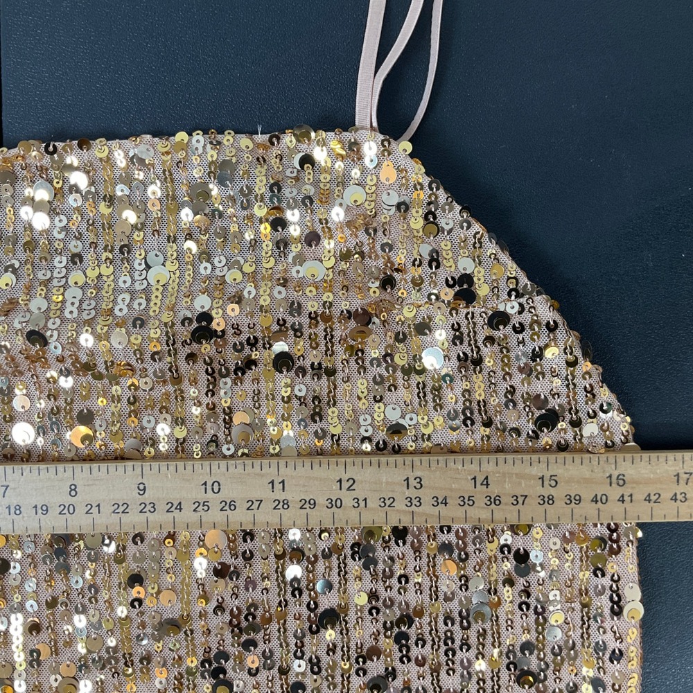 Free People Sequin Slip Dress Womens Small Gold Glam Party Mini Cocktail NEW - Picture 6 of 10